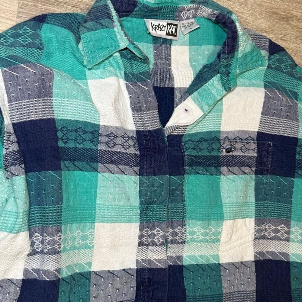 Women's vintage Kraft Kat textured flannel size large - Picture 3 of 6